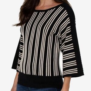 🛍️#2413 NWT Liverpool L.A. 3/4 Dolman Sleeve Sweater w/ Vertical Stripe